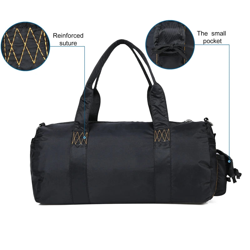 16 Inch Lightweight Duffle Bag Gym Sports Travel Carry On Weekender Overnight Tactical Workout Bag with Pockets for Men Women Bl