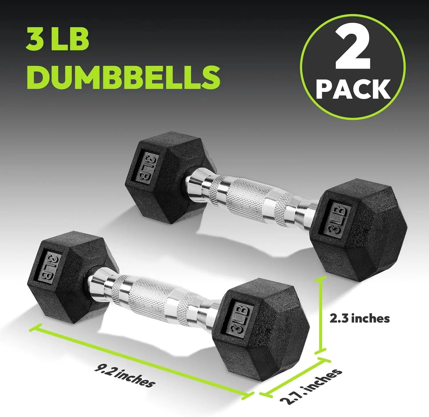 Hex Dumbbell Set 2.5-65 lb Rubber Encased Weights for Strength Training with Non-Roll Hexagonal Head