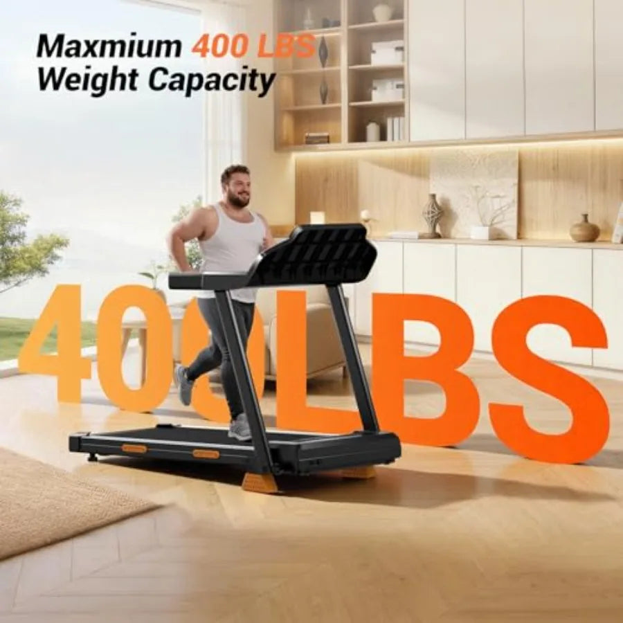 Foldable Home Treadmill with 7-Layer Shock Absorption and 15 Incline Black LED Screen 3.0HP Quiet Motor 400lbs Capacity 0.6-7.5