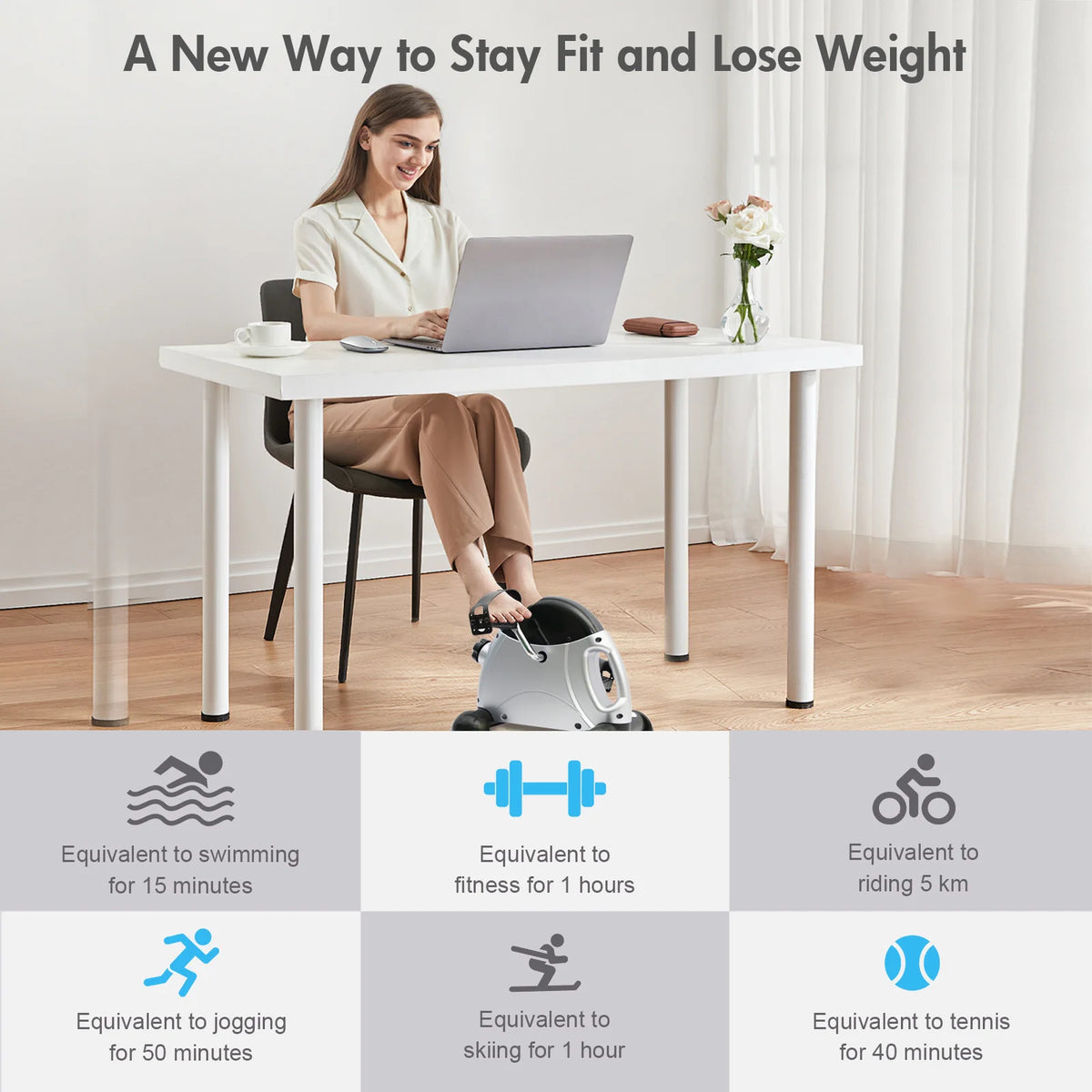 Mini Under Desk Pedal Exerciser Bike Multi-Function Motorized Digital With LCD Screen Display for Leg Arm and Knee for Elderly