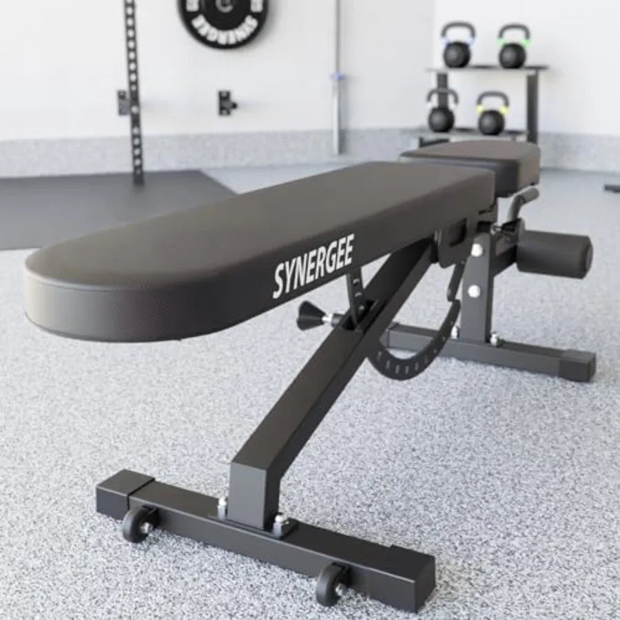 Adjustable Incline Decline Workout Bench for Dumbbell Barbell Press Steel Frame Black Compact Design for Home Commercial Garage