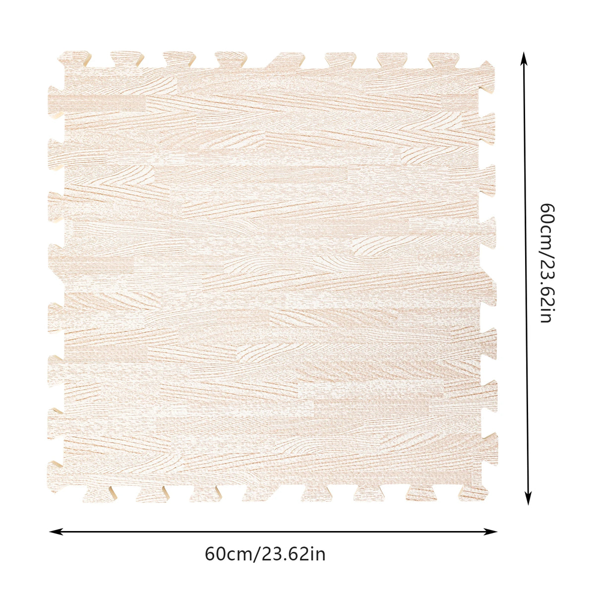 24"x24" Patchwork Foam Mat, 25PCS Thick Printed Foam Tiles, White Wood Grain Style Protective Flooring, Foam Floor Tiles Exercise Mat