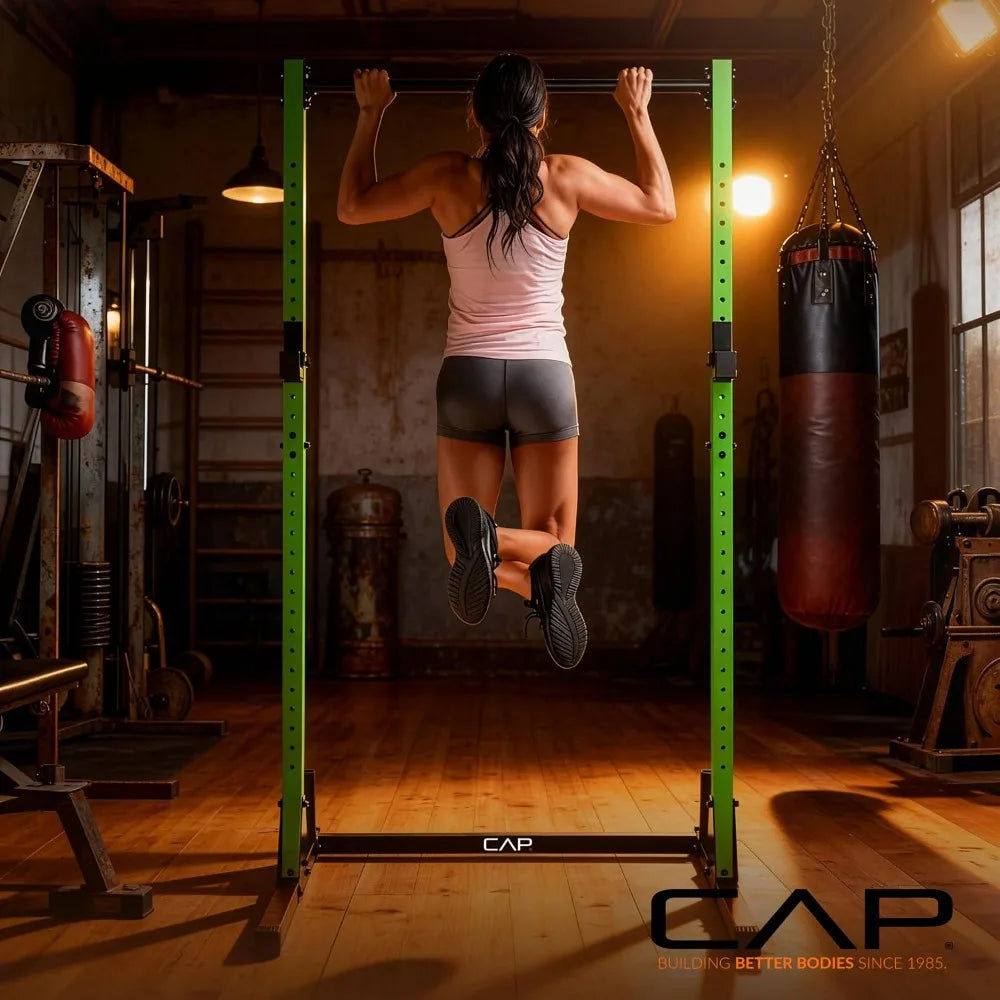 Heavy Duty Power Rack for Home Gym, 500 lbs Capacity, Squat Rack with Pull Up Bar and J-Hooks