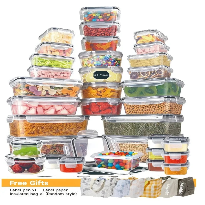 48Pcs BPA-Free Food Storage Set - 24 Airtight Containers & Lids with Labels
