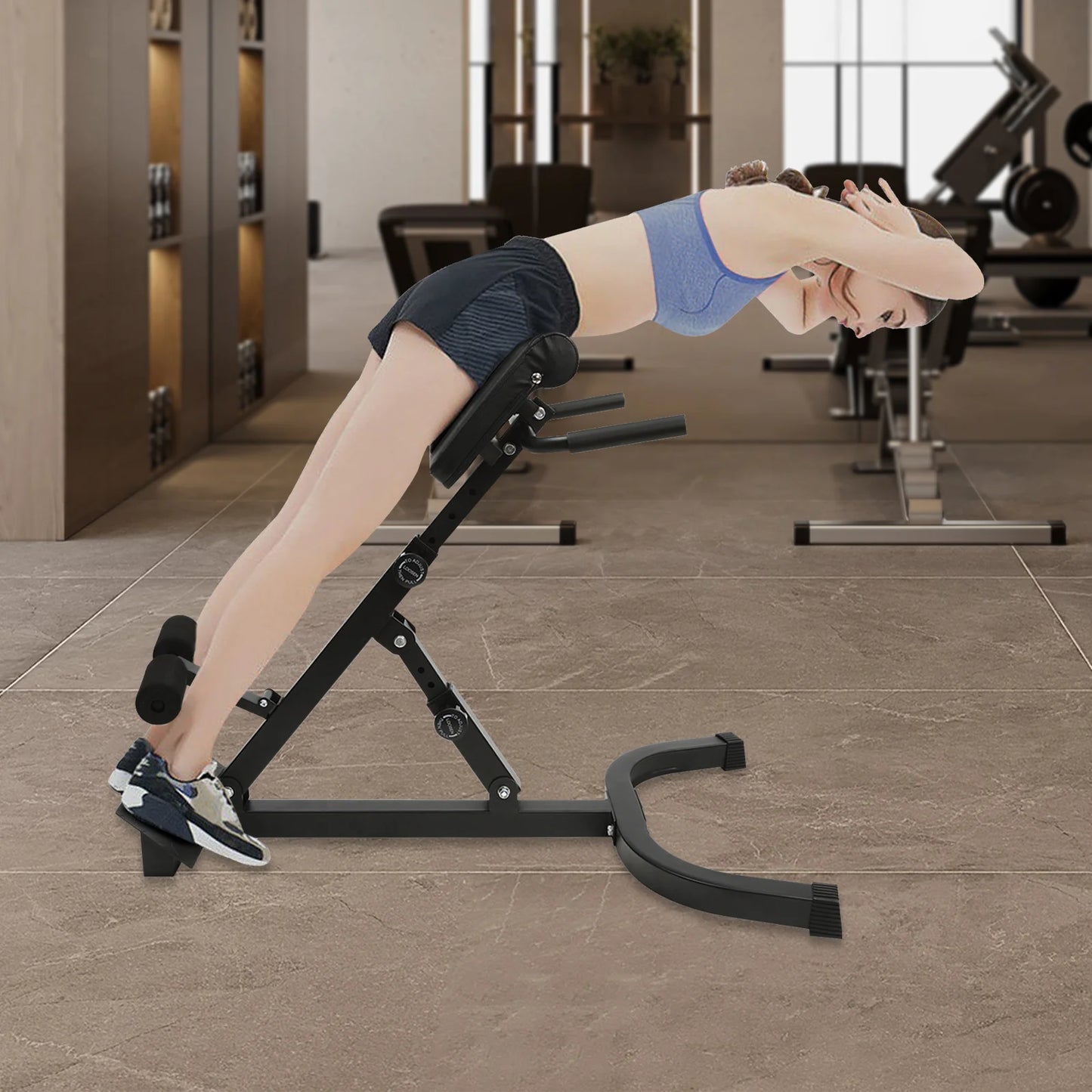 Roman Chairs with Non-Slip Pedal, 8 Pad Positions, 5 Angle Adjustments, Hyperextension Bench, Foldable Abdominal Stool for Core Strength, Back Muscles, Posture, Balance, Home Fitness Equipment