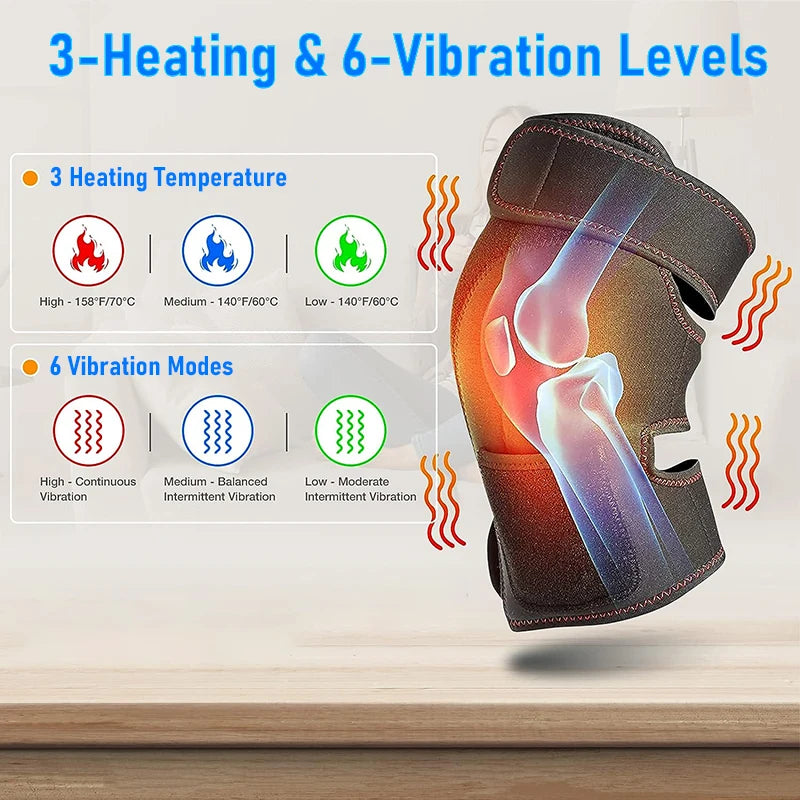Electric Heated Vibration Knee Massage Pad 3 in 1 Massager for Shoulder Elbow Hot Compress Thermal Joint Brace Muscle Relaxation