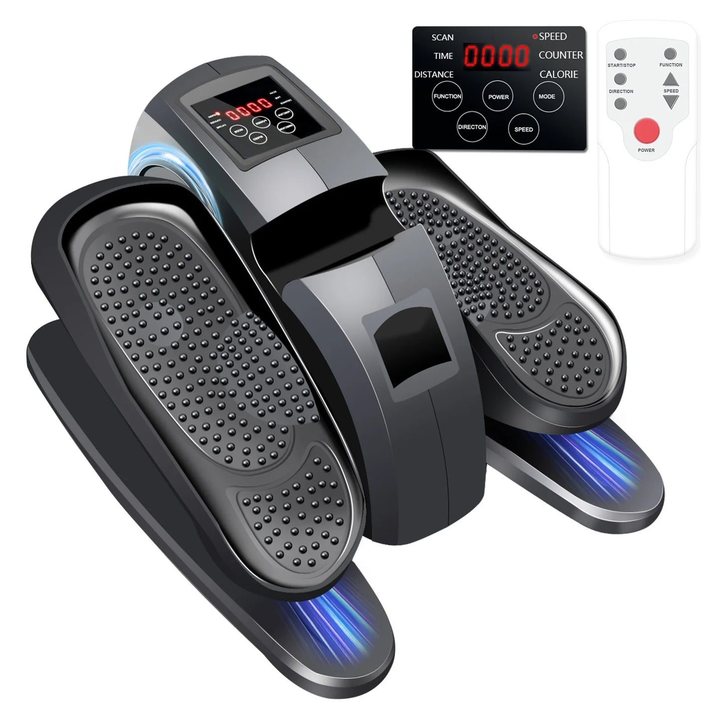 Mini Portable Under-Desk Elliptical Machine with Pre-Installed Seated Pedal Leg Exerciser Remote Control for Seniors Adults