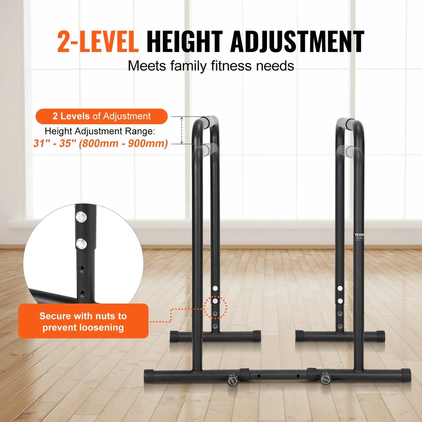 SucceBuy Dip Bar 440/500lbs Capacity Heave Duty Dip Stand Station with Adjustable Height Fitness Workout Bar Station Stabilizer