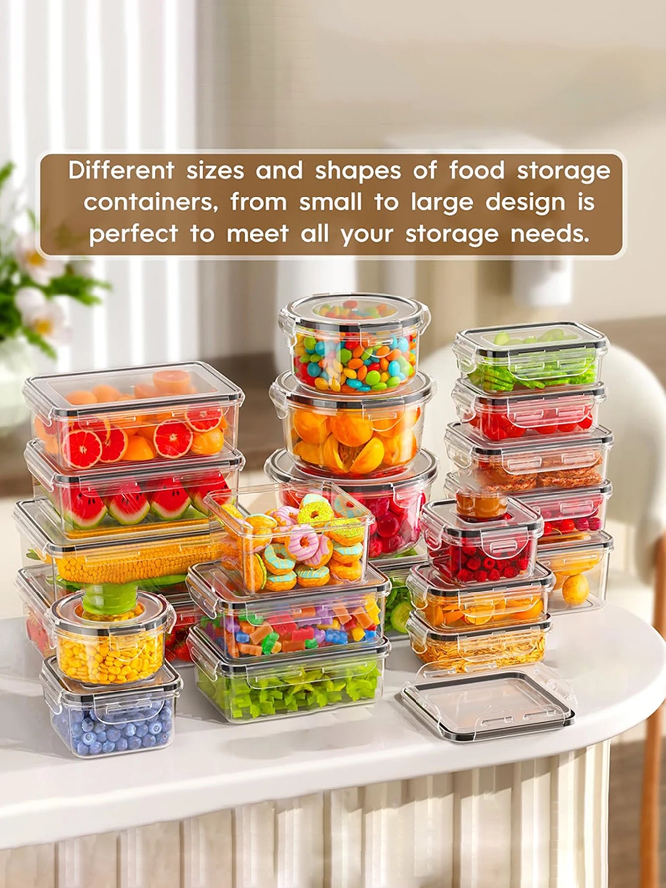 24pcs Sealed Plastic Food Storage Containers for Kitchen Storage and Organization Leak Proof Food Containers with Labels, Pens
