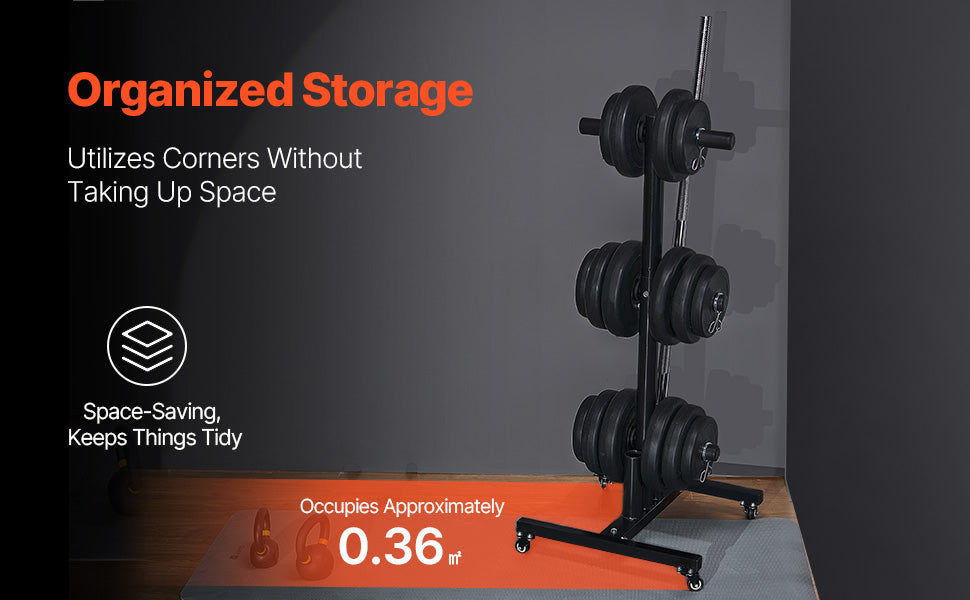Weight Plate Rack Standard Weight Plate Tree with Wheels 1000 lbs Load Capacity Home Gym Barbell Rack Storage Stand
