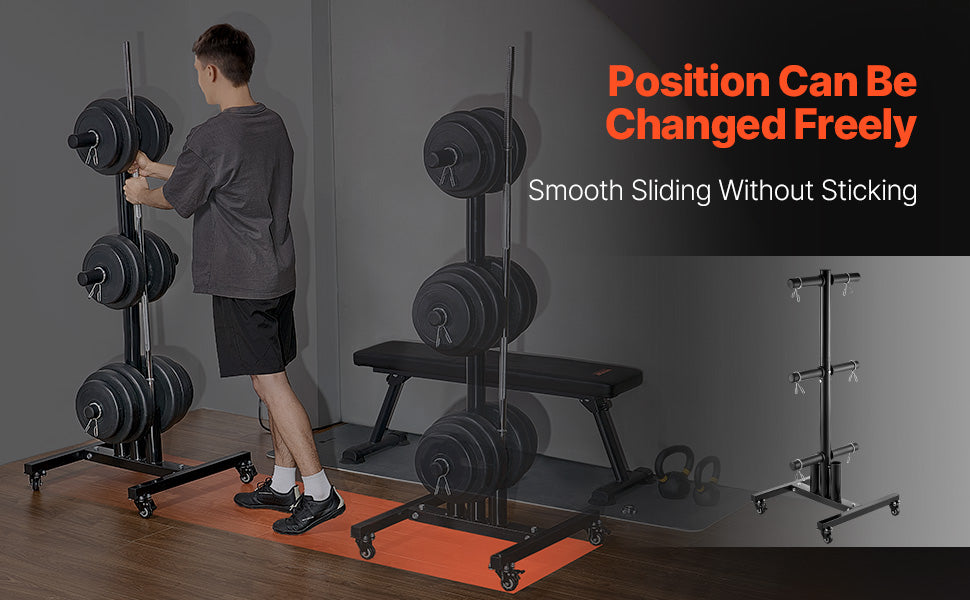 Weight Plate Rack Standard Weight Plate Tree with Wheels 1000 lbs Load Capacity Home Gym Barbell Rack Storage Stand